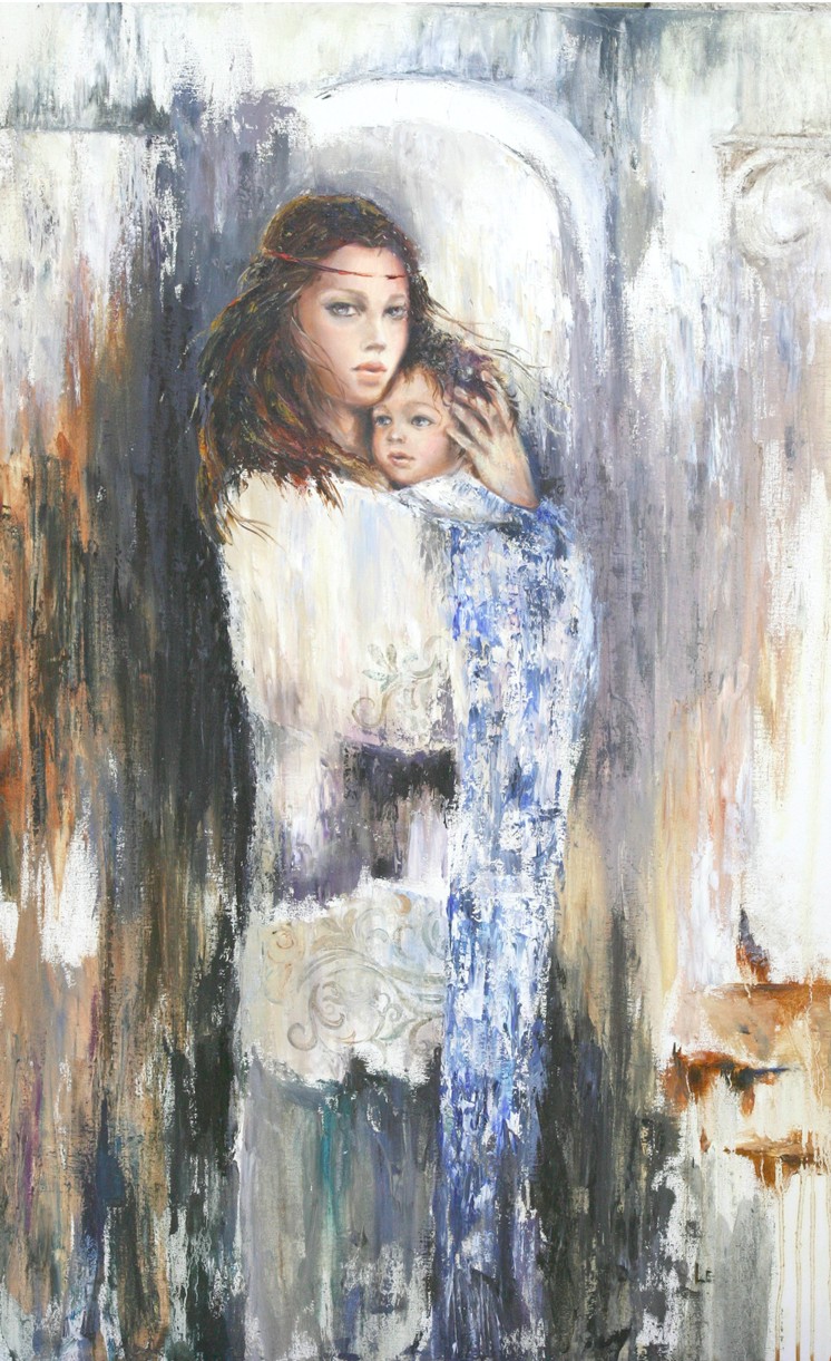 Liana Gor - Mother with Child 48x36 - Oil on Canvas